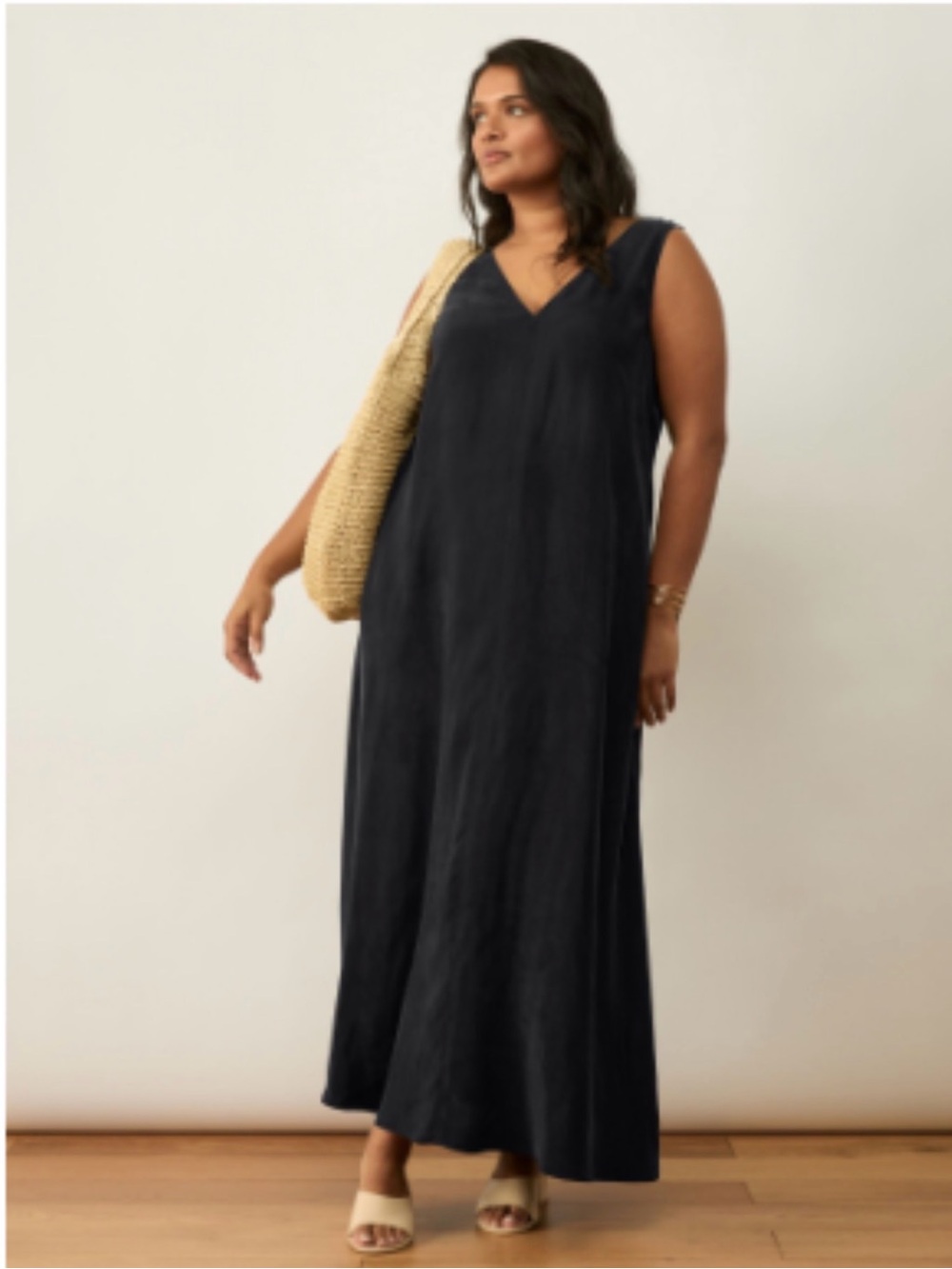 ADAY Sleeveless V-Neck Maxi Dress in Black